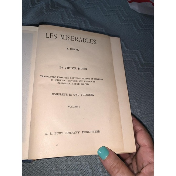 Les Miserables Victor Hugo Vol 1 & II Vintage 1862 Blue Hardcover